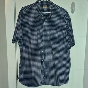 Dockers Blue and White Gingham Short-Sleeve Button-Down Shirt